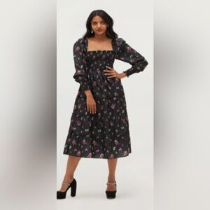 Hillhouse Home Naomi Nap Dress,
Black ikat floral crushed taffeta